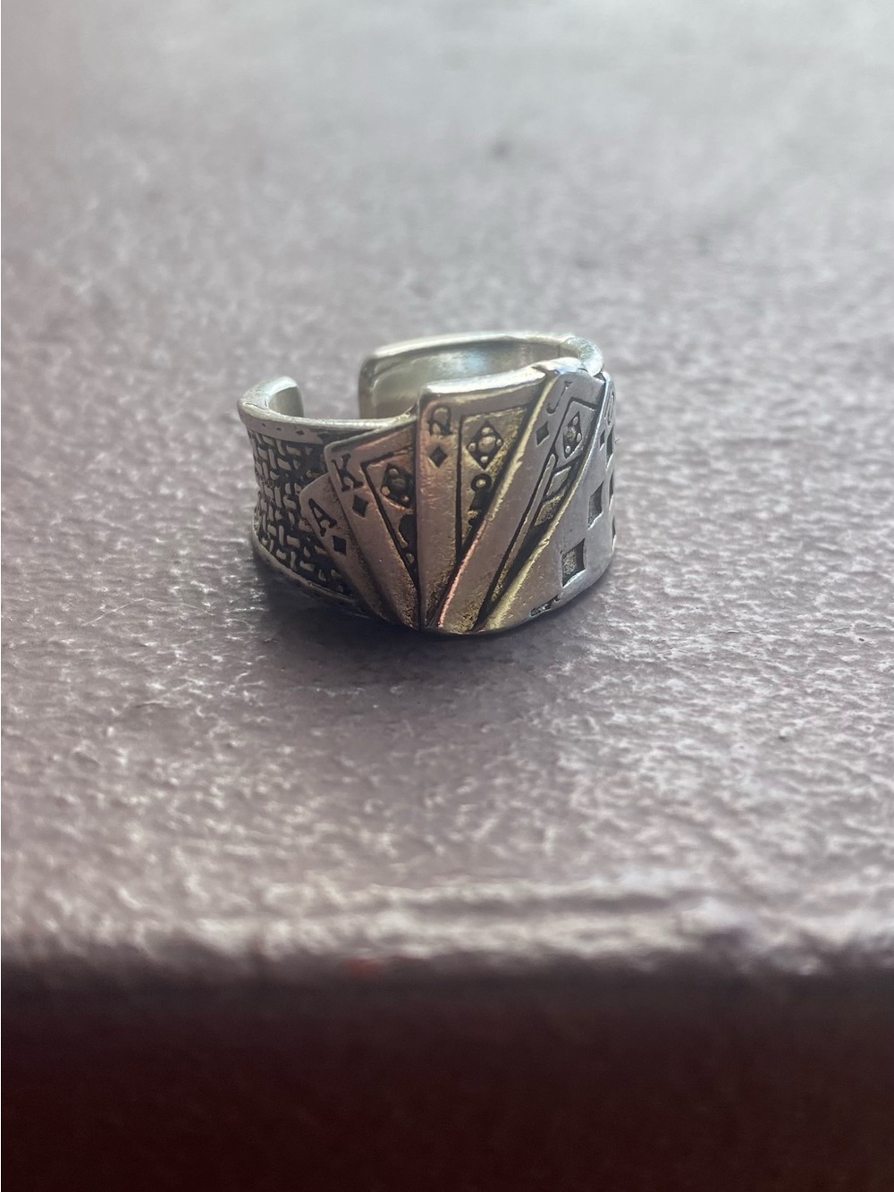 Royal Flush Chunky Statement Wrap Around Ring Tibetan Silver Size 6.5